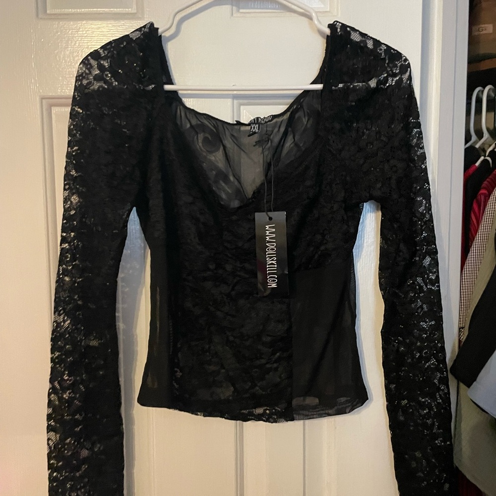 Doll’s Kill Current Mood Sheer Lacey Butterfly Top